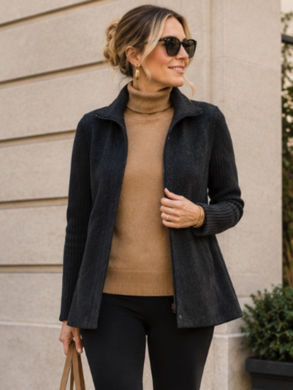 Eileen Fisher | Charcoal Gray Zipper Jacket | Size XL